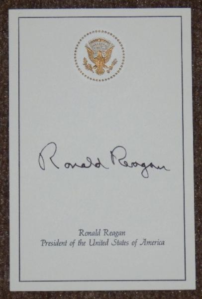Ronald Reagan Signed President of the U.S. Card with Raised Presidential Seal